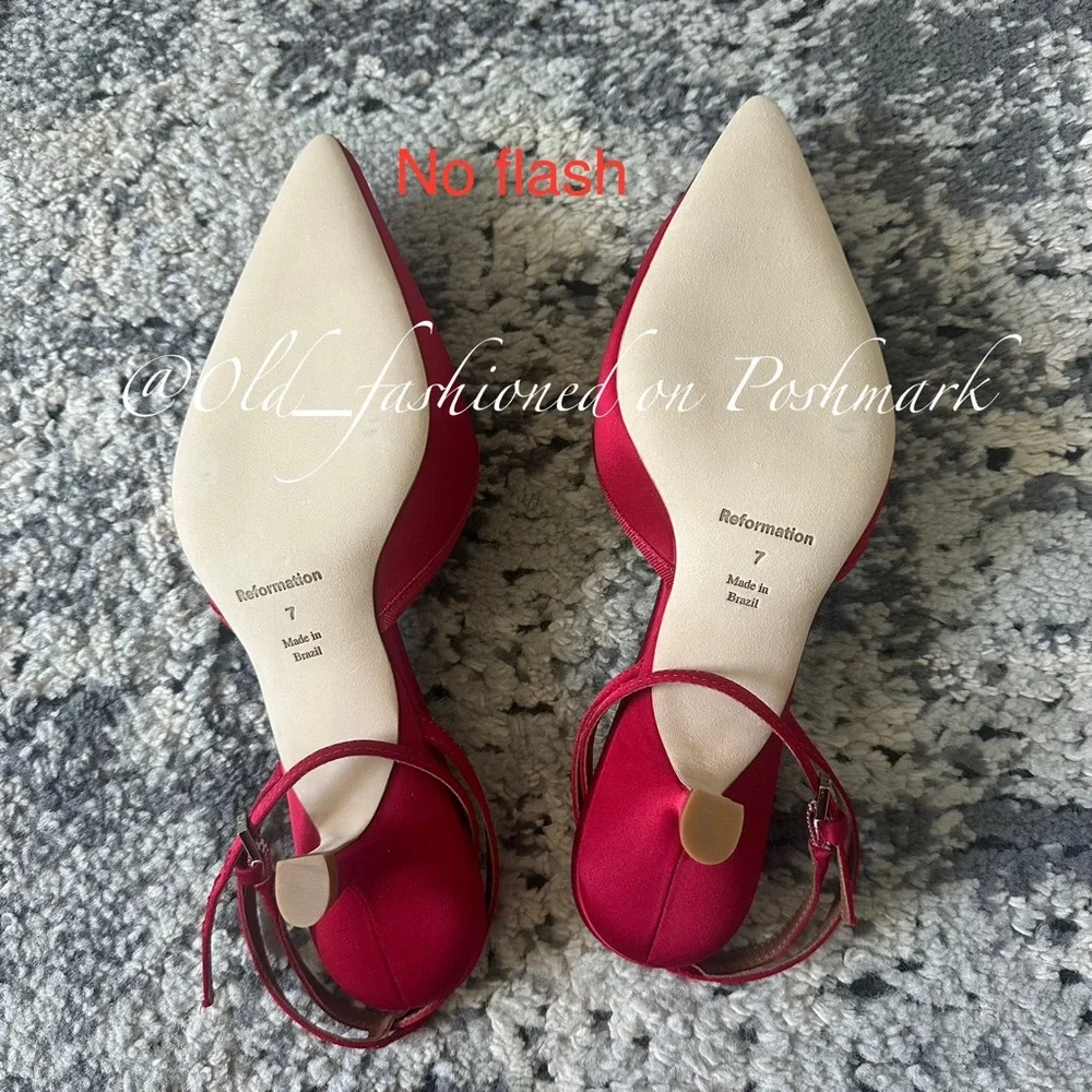 REFORMATION Wade Kitten Heel Pumps - Lipstick Satin - Picture 16 of 16